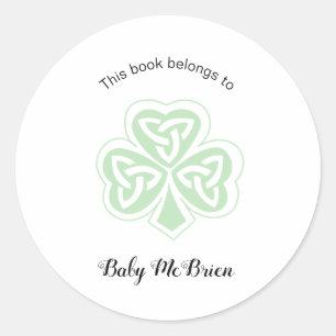 Adesivo Redondo O primeiro livrinho do bebê irlandês Shamrock