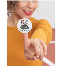 Adesivo Redondo O Primeiro Natal do Ursinho de Bambu, personalizad