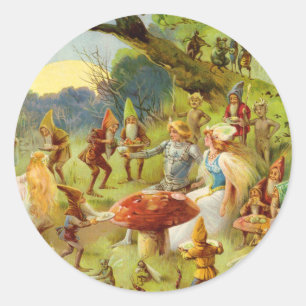 Adesivo Redondo O Príncipe das Fadas e a Thumbelina na Floresta M