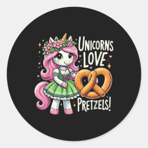 Adesivo Redondo O Projeto Alemão De Unicórnio Adora Pretzels Engra