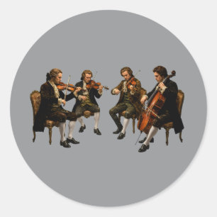 Adesivo Redondo O Quarteto de Cordas Clássico - Pintura a Óleo Vin