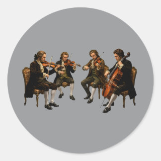 Adesivo Redondo O Quarteto de Cordas Clássico - Pintura a Óleo Vin
