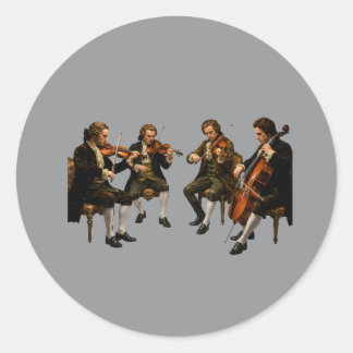Adesivo Redondo O Quarteto de Cordas Clássico - Pintura a Óleo Vin