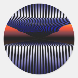 Adesivo Redondo O Que Acontece? - Arte de Ilusão Óptica 3D