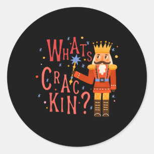 Adesivo Redondo O que é divertido de natal Noz-Cracker Xmas Men Wo