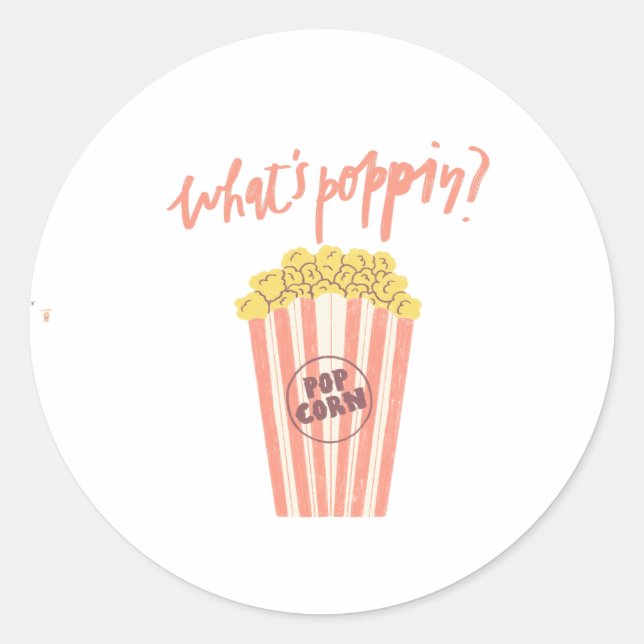 Adesivo Redondo O que é Poppin’ Popcorn (Frente)