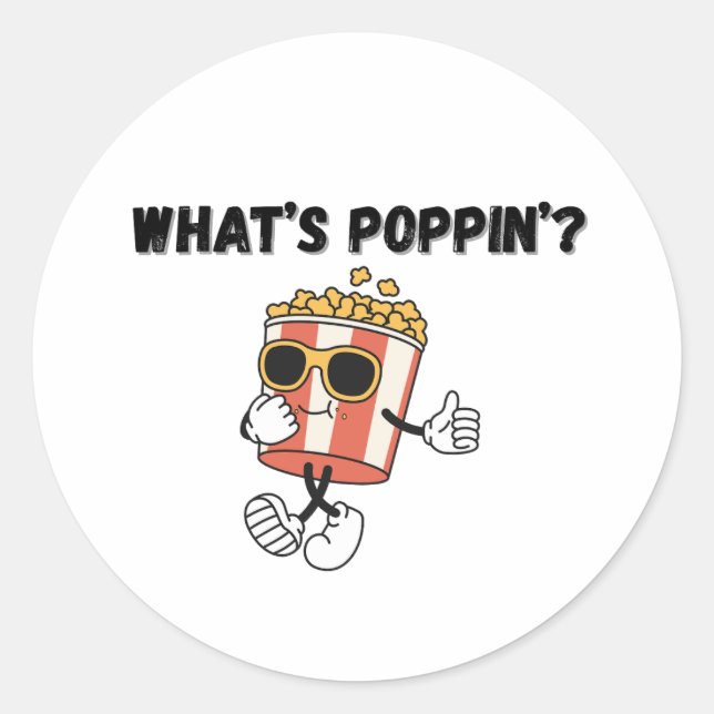 Adesivo Redondo O que é Poppin’ Popcorn (Frente)