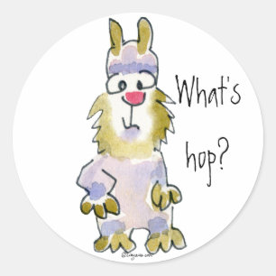 Adesivo Redondo O que é salto? Cartoon Rabbit Sticker