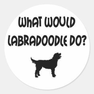 Adesivo Redondo O Que Labradoodle Faria? T-shirts e presentes