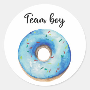 Adesivo Redondo O que o bebê será time menino donut