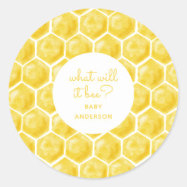 Adesivo Redondo O que será? Chá de fraldas neutro amarelo