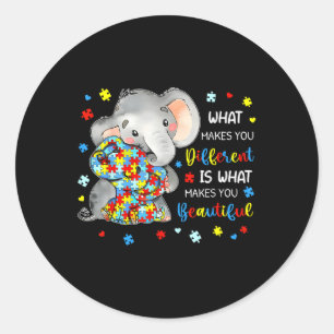Adesivo Redondo O Que Te Faz Diferente Autismo Elefante