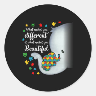 Adesivo Redondo O Que Te Faz Diferente Autismo Elefante Mamãe Boys