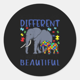 Adesivo Redondo O Que Te Faz Diferente Elefante Mãe Autismo Crianç