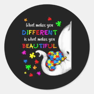 Adesivo Redondo O Que Te Faz Diferente Elefante Mãe Autismo Crianç