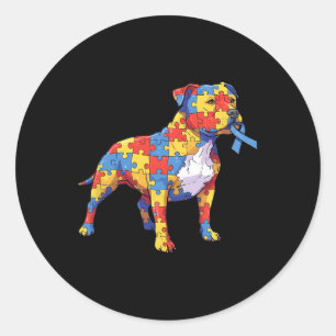 Adesivo Redondo O Quebra-cabeça Pitbull Autismo Sensibilização Par