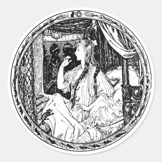 Adesivo Redondo O Rato Rouba O Anel Do PrincesaSticker (Frente)