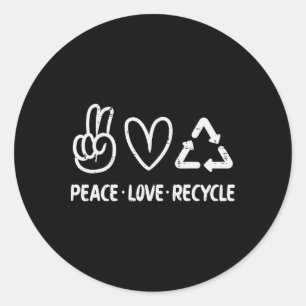 Adesivo Redondo O Reciclagem do Dia da Terra do Reciclar Peace Lov
