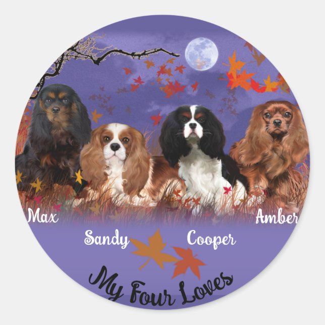 Adesivo Redondo O Rei Charles Cavalier Spaniel Autumn Sticker (Frente)