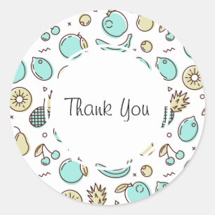 Adesivo Redondo O Resumo De Padrões De Fruta Bonitos Agradeceu