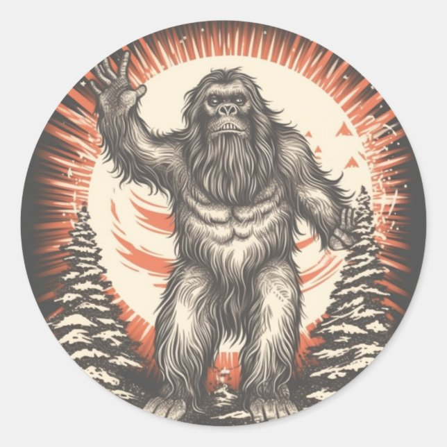 Adesivo Redondo O Reverso Patriótico de Bigfoot (Frente)