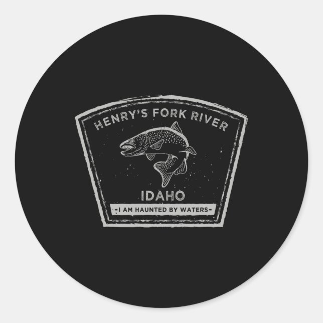 Adesivo Redondo O rio Fork de Henry, o rio Idaho, pesca (Frente)