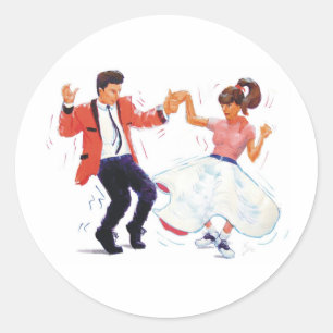 Adesivo Redondo O rock and roll clássico Jive a dança