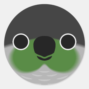 Adesivo Redondo O rosto de um periquito de bochecha verde
