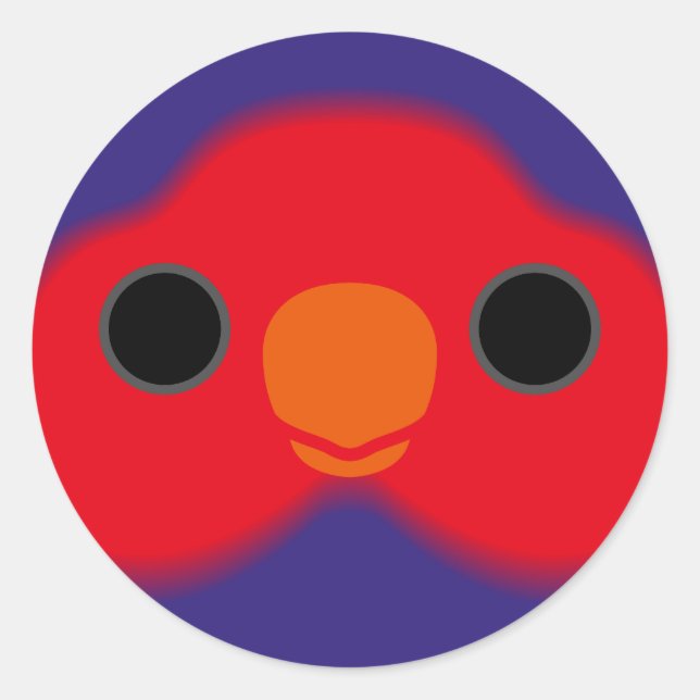 Adesivo Redondo O rosto de uma lória violeta (Frente)