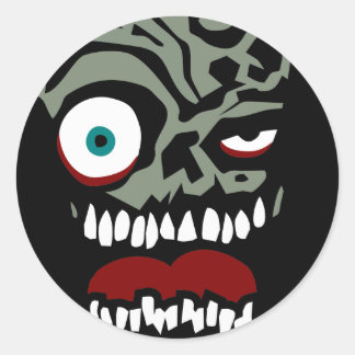 Adesivo Redondo O rosto Zombie do desgraça