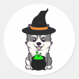 Adesivo Redondo O rouco engraçado é uma bruxa