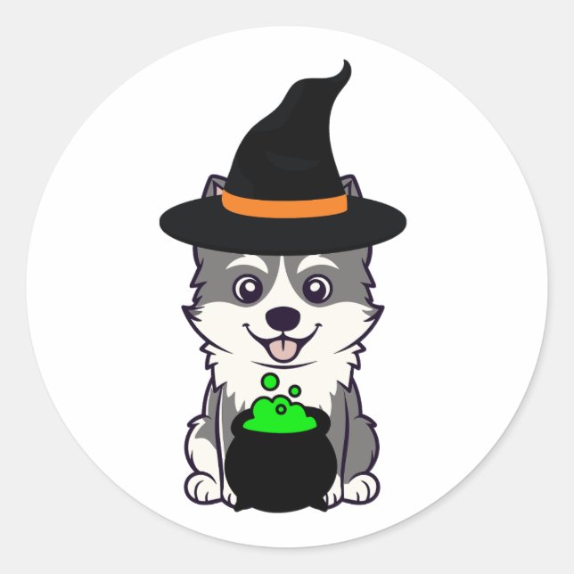 Adesivo Redondo O rouco engraçado é uma bruxa (Frente)