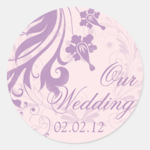 Adesivo Redondo O roxo do Lilac cora selo floral do envelope do