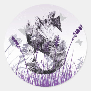 Adesivo Redondo O roxo floresce o alfabeto - nome das meninas da