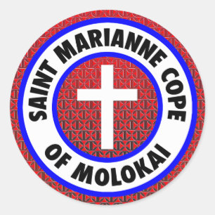 Adesivo Redondo O santo Marianne lida de Molokai