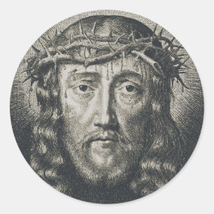 Adesivo Redondo O Santo Rosto coroado de espinhos