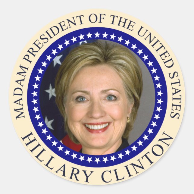 Adesivo Redondo O selo presidencial de Hillary Clinton (Frente)