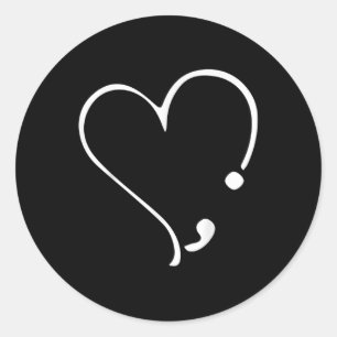 Adesivo Redondo O Semicolon Do Coração Também Deve Ter Saúde Menta