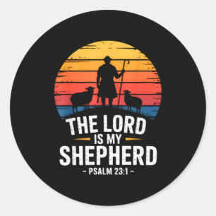 Adesivo Redondo O Senhor É Meu Pastor Salmo 23_1 Versículo Bíblico