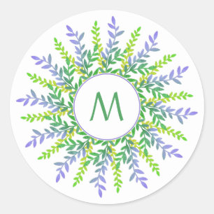 Adesivo Redondo O seu monograma num autocolante de moldura