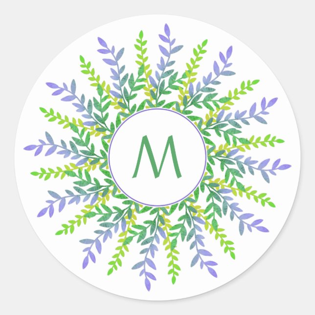 Adesivo Redondo O seu monograma num autocolante de moldura (Frente)