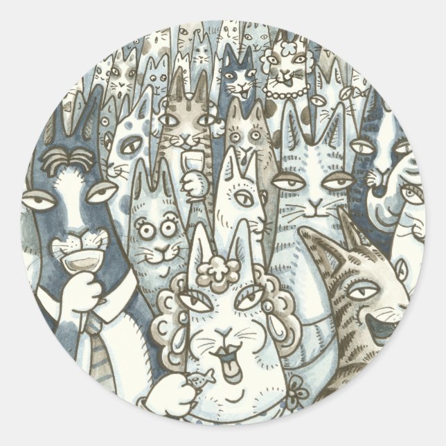 Adesivo Redondo O SEU N' Fitz Cats LIFE É UMA FESTA DE FESTA. (Frente)