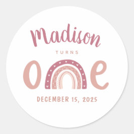 Adesivo Redondo O Seu Nome Torna-Se Um Aniversário.