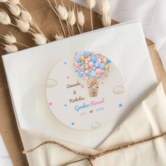 Adesivo Redondo O Sexo Do Urso De Teddy Revela Azul Rosa (Criador carregado)