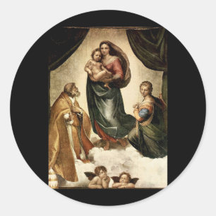 Adesivo Redondo O "Sistine clássico Madonna" de Raphael (cerca de
