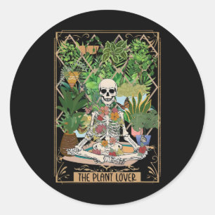 Adesivo Redondo O Skeleton da Planta Tarot Card Spooky