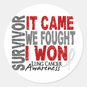 Adesivo Redondo O sobrevivente de câncer que do pulmão veio nós