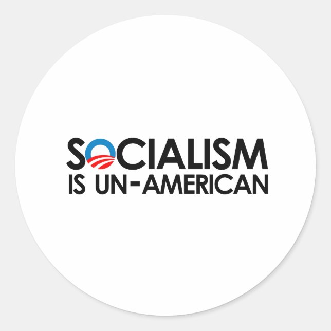 Adesivo Redondo O socialismo não é americano (Frente)