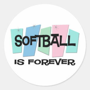 Adesivo Redondo O softball é Forever