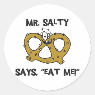 Adesivo Redondo O Sr. Salty Diz Comer-Me Pretzel